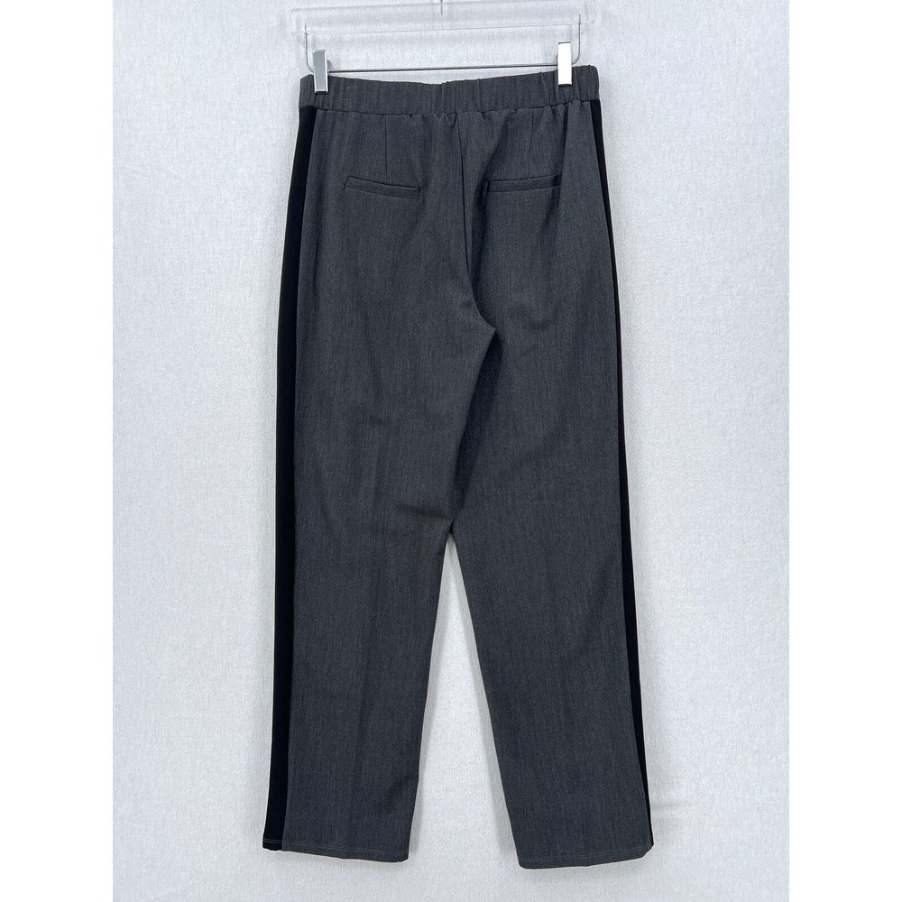 KRISA High Rise Pants Women Medium Gray Tuxedo Stripe Pleated Business Casual - Picture 2 of 16